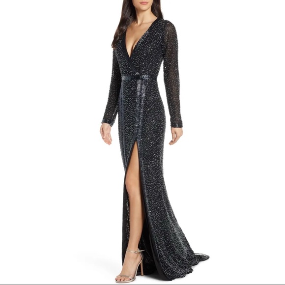 Mac Duggal Dresses & Skirts - Mac Duggal Long Sleeve Beaded Gown